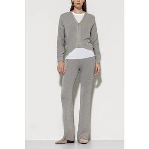 NEW LUISA CERANO lurex rib knit trousers in heather grey